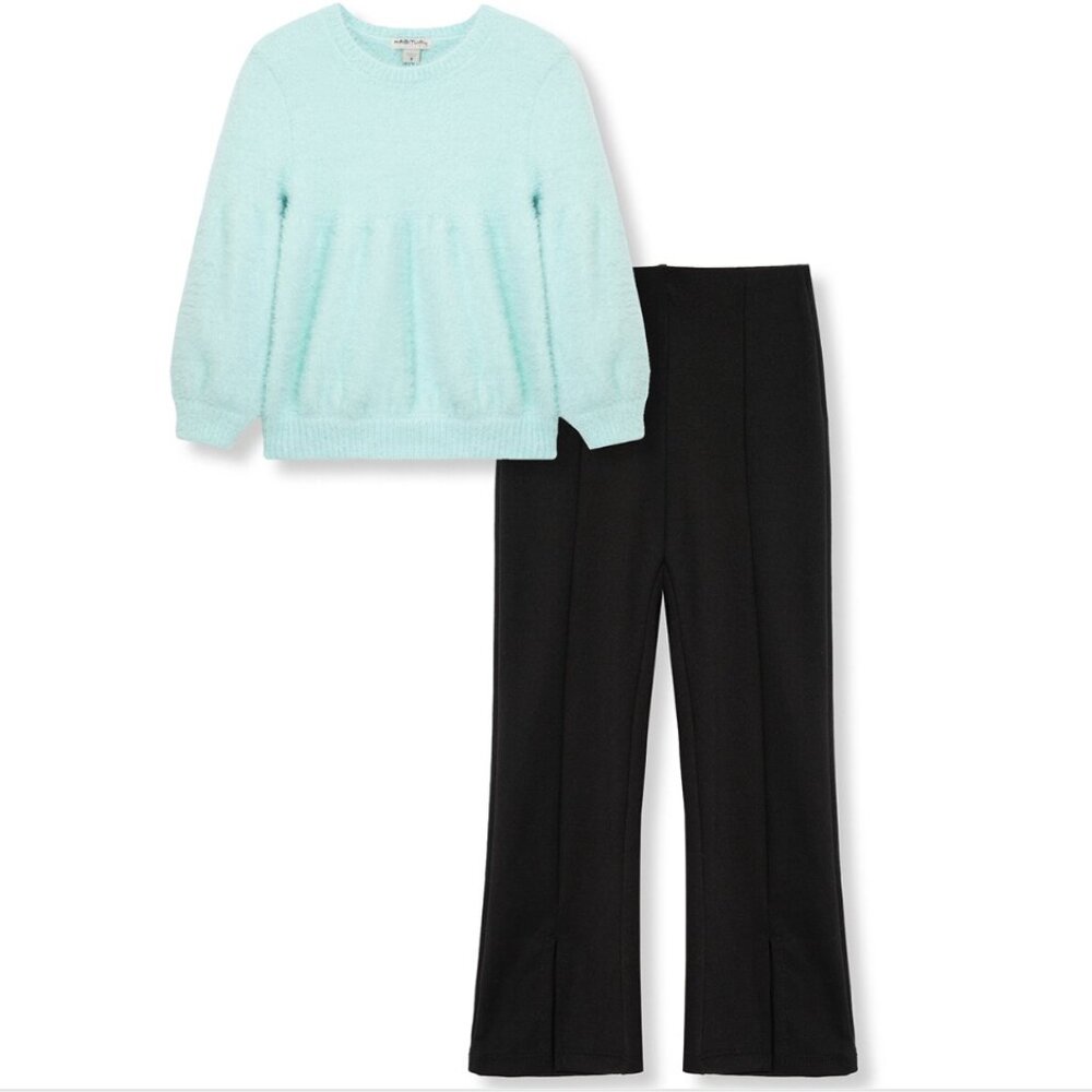 NWT Habitual Girl Faux Sweater Mixed Ponte Pull on Pant Set